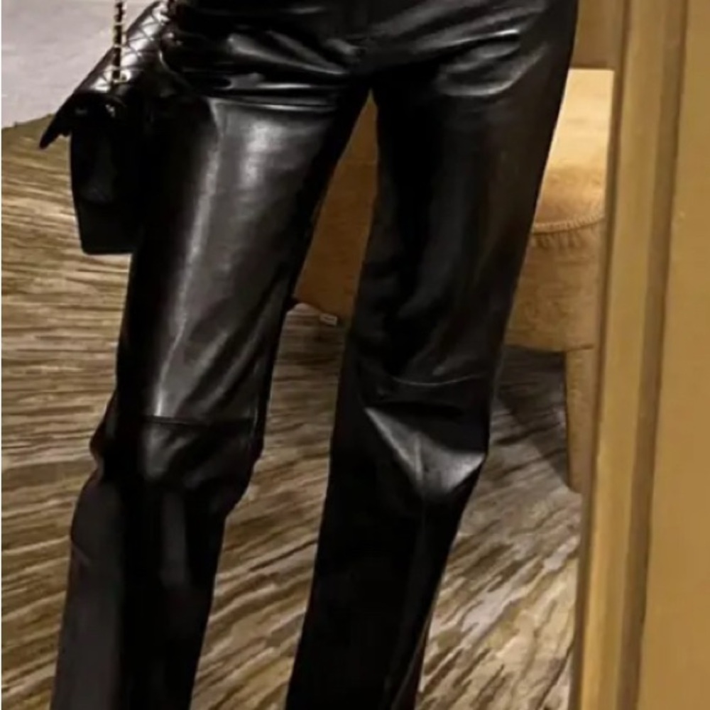 Sandro Dark Leather Trousers